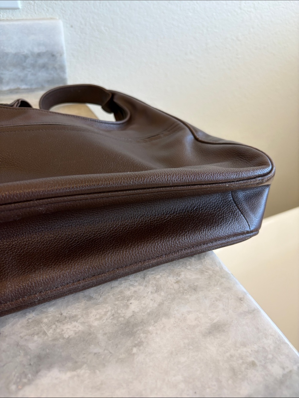 Longchamp Vintage Roseau Pebbled Leather Brown Hobo Purse - Picture 7 of 10